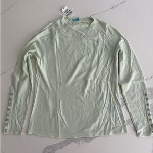 J.McLaughlin mint green, white stripe light weight cotton sweater. NWT
